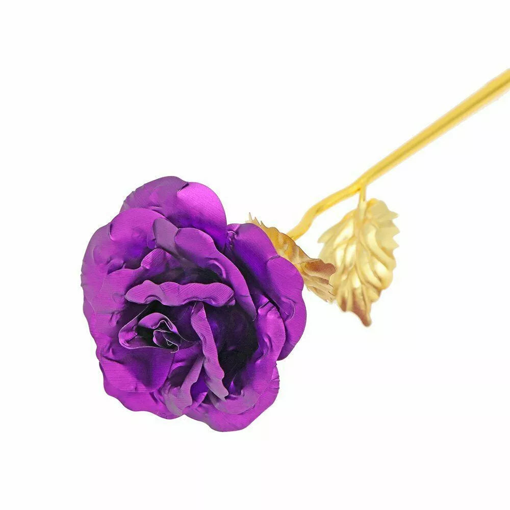 Rosa Banhada a Ouro + Caixa [Roxo]