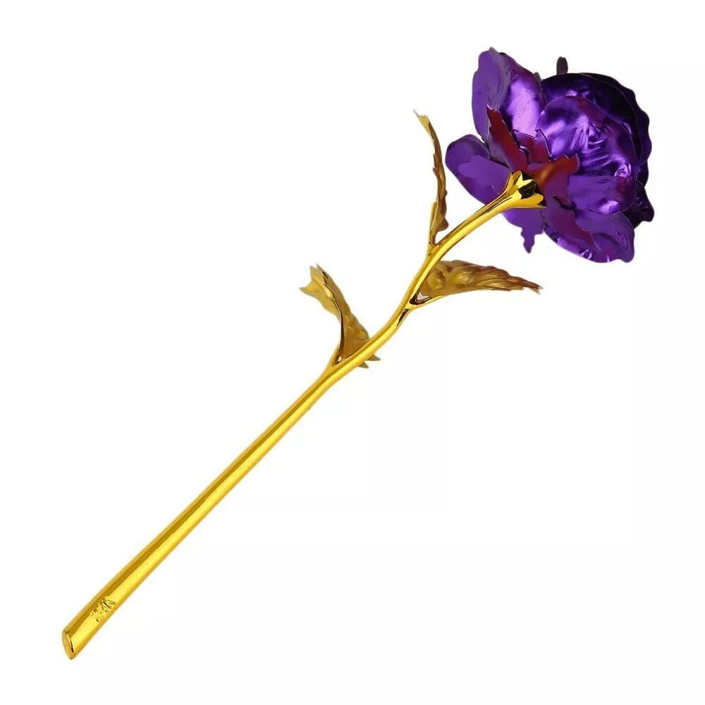 Rosa Banhada a Ouro + Caixa [Roxo]