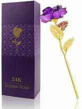 Rosa Banhada a Ouro + Caixa [Roxo]